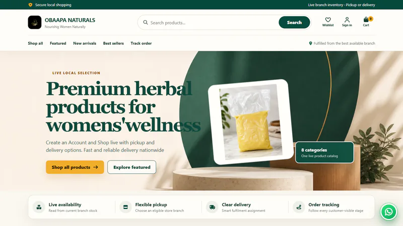Obaapa Naturals website screenshot